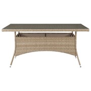 MANHATTAN COMFORT Genoa Patio Dining Table with Glass Top in Nature Tan Weave OD-DT002-NE